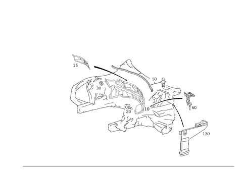 Engine Compartment Partition Panel, Wheelhouse Attachment Parts for 2001 Mercedes-Benz S 430 #0