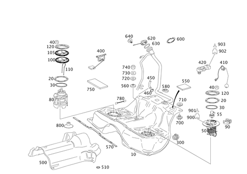 Fuel Tank with Detachable Parts for 2012 Mercedes-Benz S400 #0