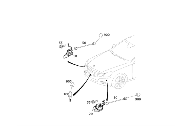 55429120 - Electrical Equipment and Instruments: Horn for Mercedes-Benz: C250, C300, C350, E250, E350, E400, E550, GLK250, GLK350 Image image