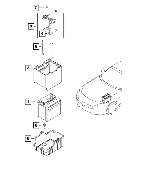 Battery, Battery Tray and Cables for 2019 Fiat 124 Spider #0