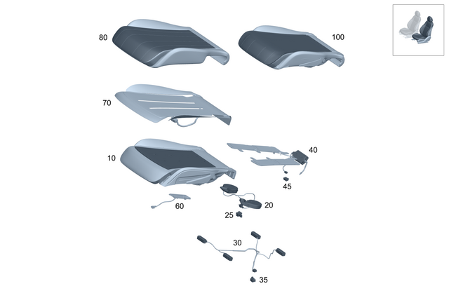 2149100005 - Front Seat: Padding, Frt. Seat Cush for Mercedes-Benz: E350 Image image
