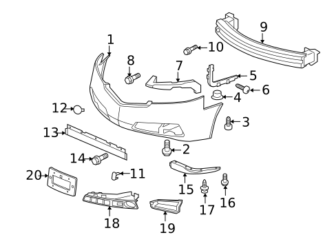 Acura TL 프런트 범퍼 컴포넌트 도면