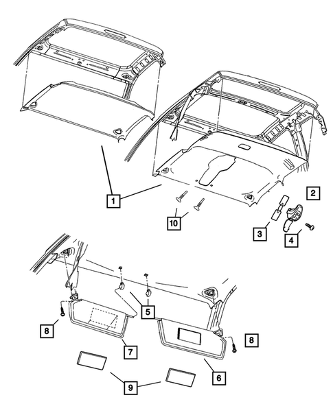 Headliner and Visor for 2002 Dodge Dakota #0