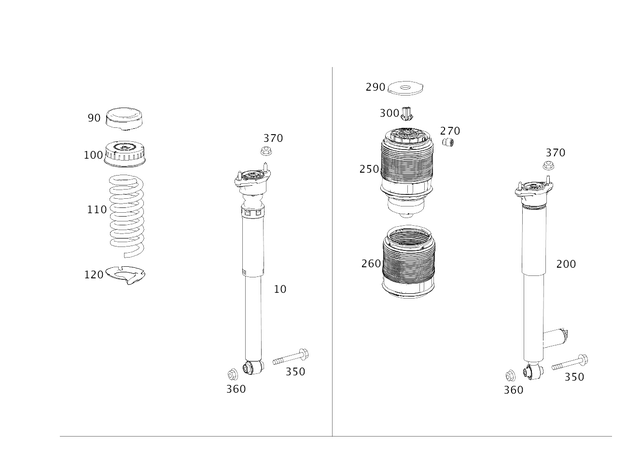 2123265300 - Springs, Suspension and Hydraulic Components: Shock Absorber for Mercedes-Benz: E250, E350, E400, E550, E63 AMG Image image