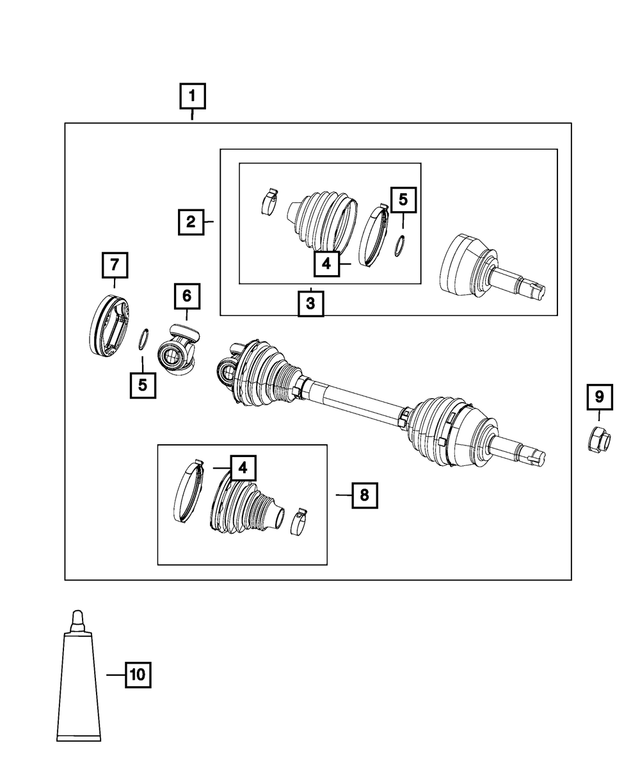 68236509AA - Front Wheel Drive; Diff and Drive Line: Half Shaft Boot Kit for Mopar Image image