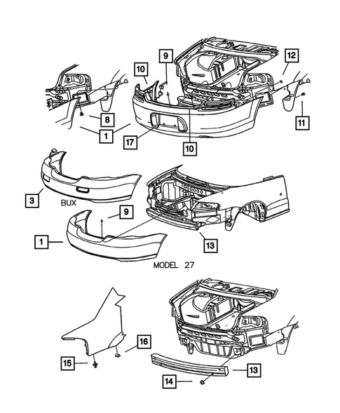 Rear Bumper and Fascia for 2001 Dodge Stratus #0