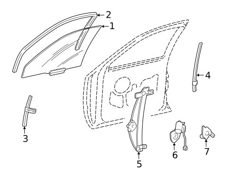 Glass - Front Door for 2004 Lincoln Town Car #0