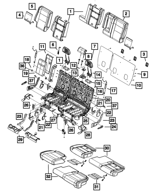 68086221AB - Interior Trim: Seat Back Foam, Left for Mopar Image