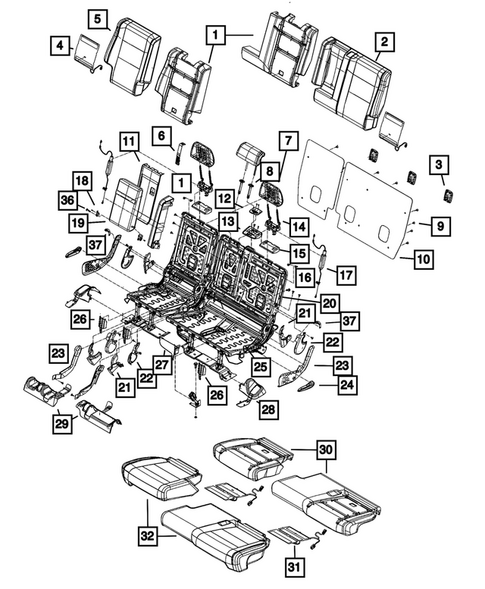Rear Seats - Second Row for 2018 Jeep Grand Cherokee #17