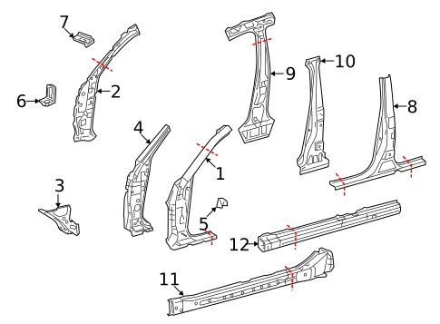 Center Pillar & Rocker for 2008 Lexus LS600h #0