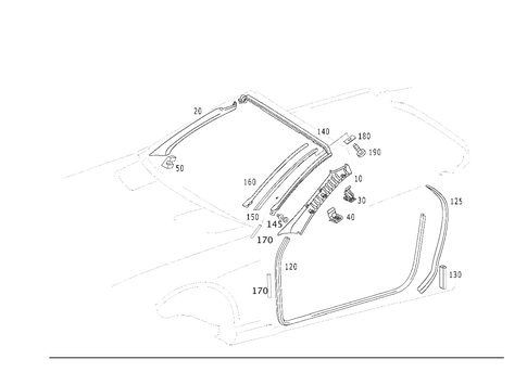 Roof Attachment Parts, Door Edge Guard Sections, Panelling for 2007 Mercedes-Benz SL55 AMG #0