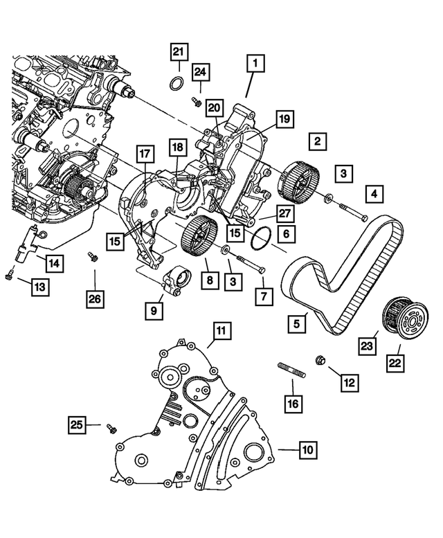 4792924AB - Engine 3.5L Six Cylinder: Timing Belt Cover, Inner for Chrysler: 300 | Dodge: Charger, Magnum Image