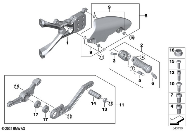 46715A68065 - Frame and Mounting Parts: Foot Peg Plate Left - Racing for BMW-Motorrad Image image