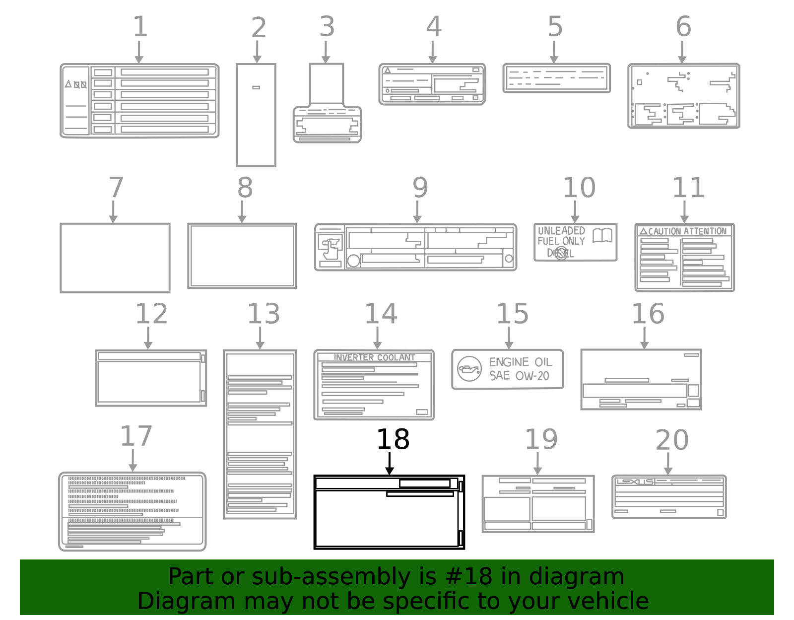 74544-48020 - 2018-2022 Lexus - Info Label | My L Parts
