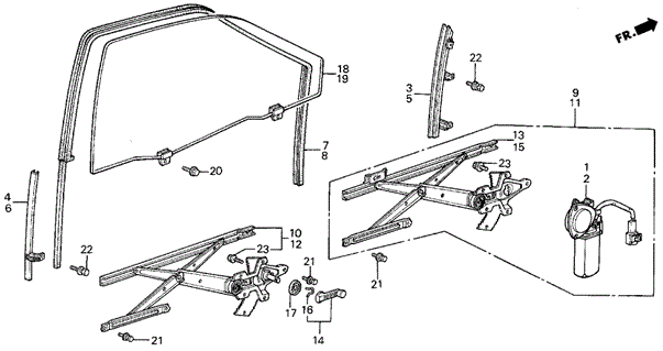 Front Door Window 5DR for 1988 Acura Integra #0