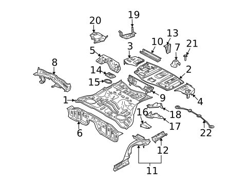 Rear Floor & Rails for 2014 INFINITI Q60 #0