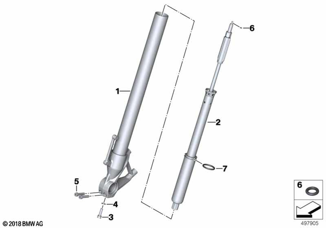 31425B6F0D0 - Front Axle, Front Suspension: Slider Tube Right -  for BMW-Motorrad Image