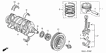13030PLMA00 - Engine: PISTON SET (OVER SIZE) (0.50) for Honda Image