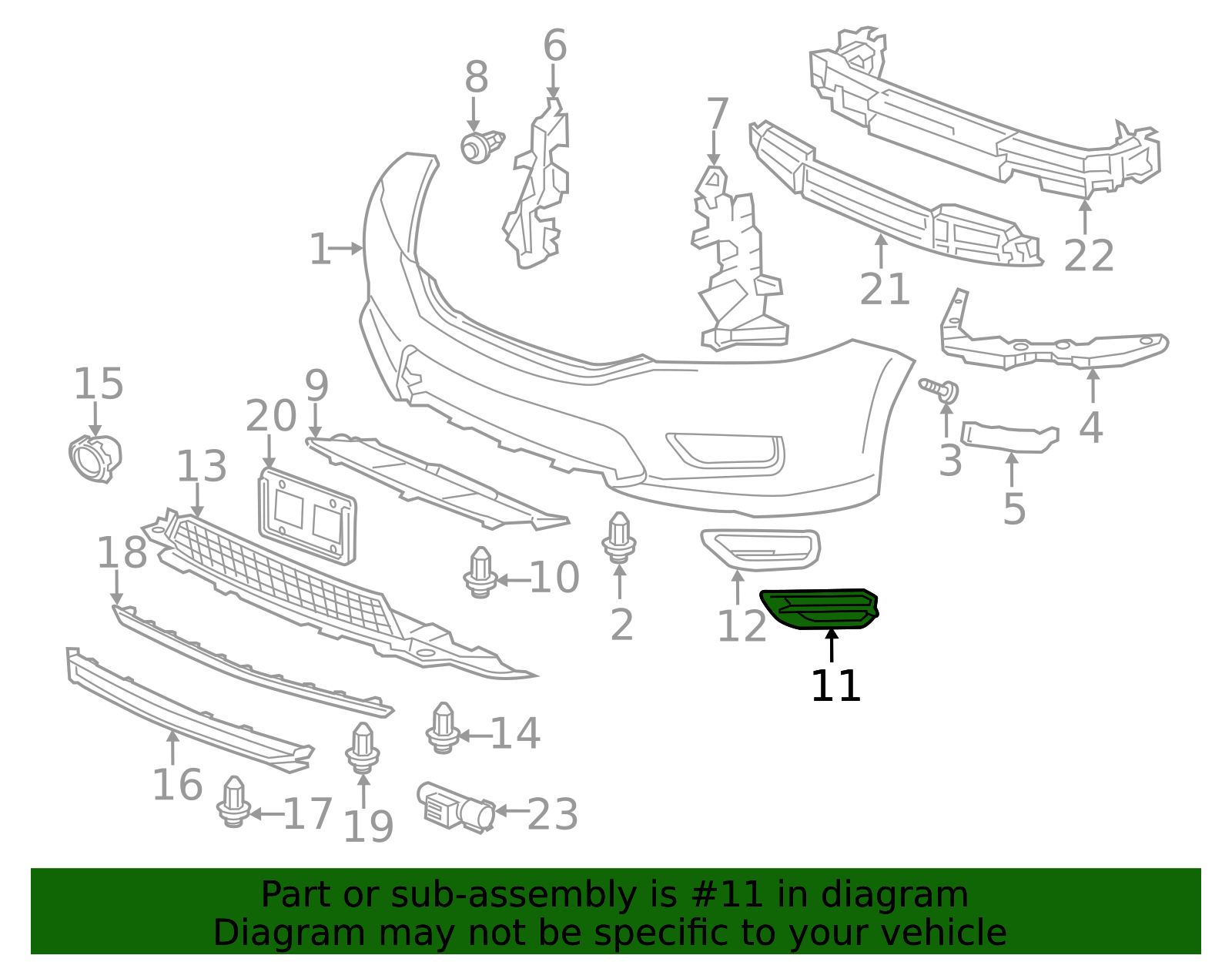 OEM 2014-2015 Honda Accord Bumper Cover Spacer Panel 71112-T3W-A00