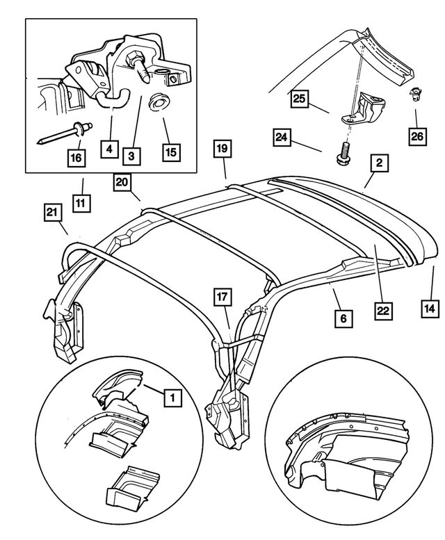 RH80VXLBB - Body Sheet Metal Except Doors: Folding Top Slingwell for Mopar Image image