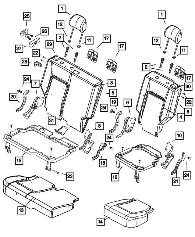 68019033AA - : Rear Seat Back Bracket And Hinge for Mopar Image