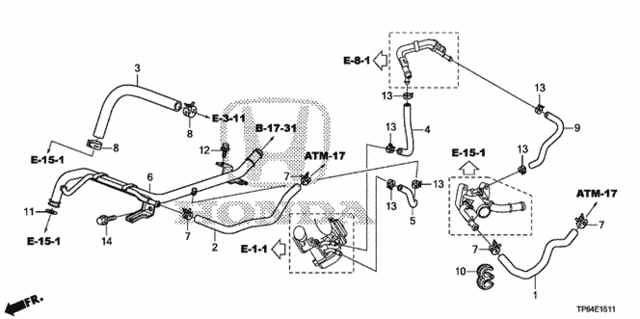 Water Hose (L4) for 2012 Honda Crosstour #0