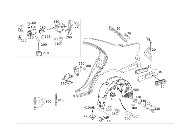 2116301021 - Side Panels: Fender, Rear for Mercedes-Benz: E320, E500 Image image