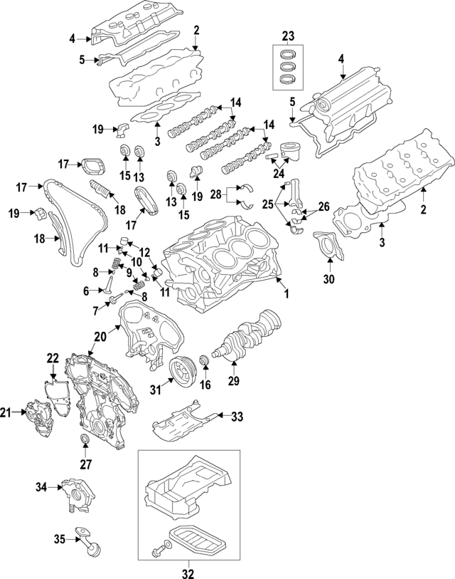 11000EY37A - Engine: Cylinder Block for INFINITI: EX35, EX37, FX37, G35, G37, M37, Q40, Q50, Q60, Q70, Q70L, QX50, QX70 Image