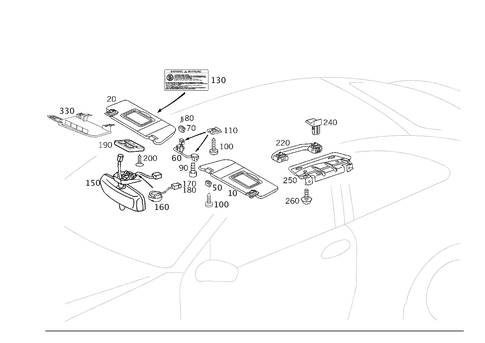 Sun Visor, Interior Mirror, Grab Handle for 2002 Mercedes-Benz C 320 #0