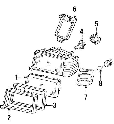 Headlamp Components for 1989 Mercedes-Benz 560 SEC #0