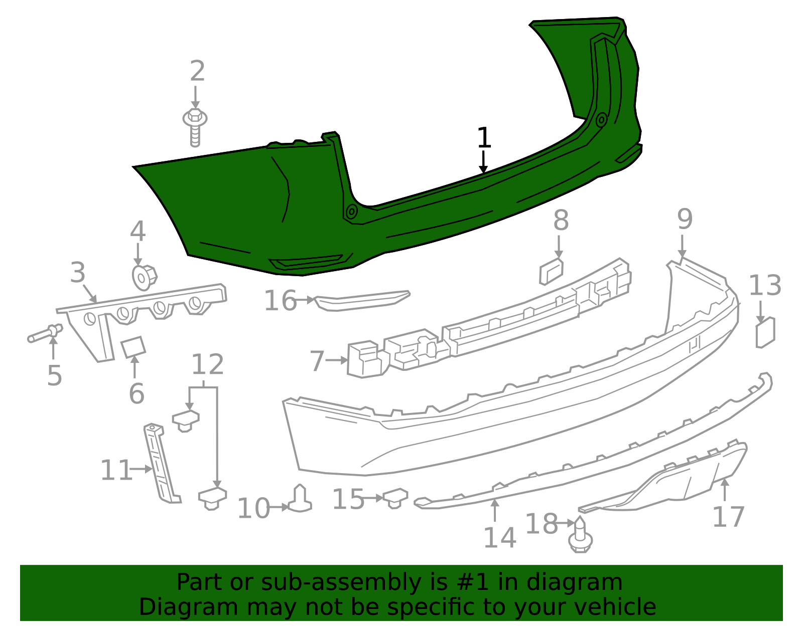 2018-2024 Chevrolet Equinox Rear Upper Bumper Cover 84256328 GM