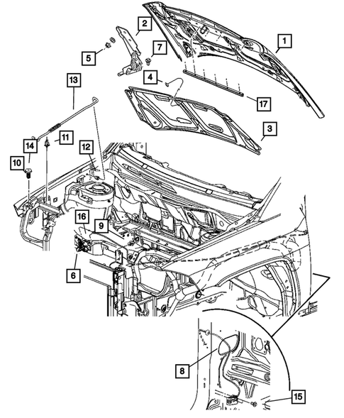 Hood and Hood Release for 2008 Jeep Patriot #0