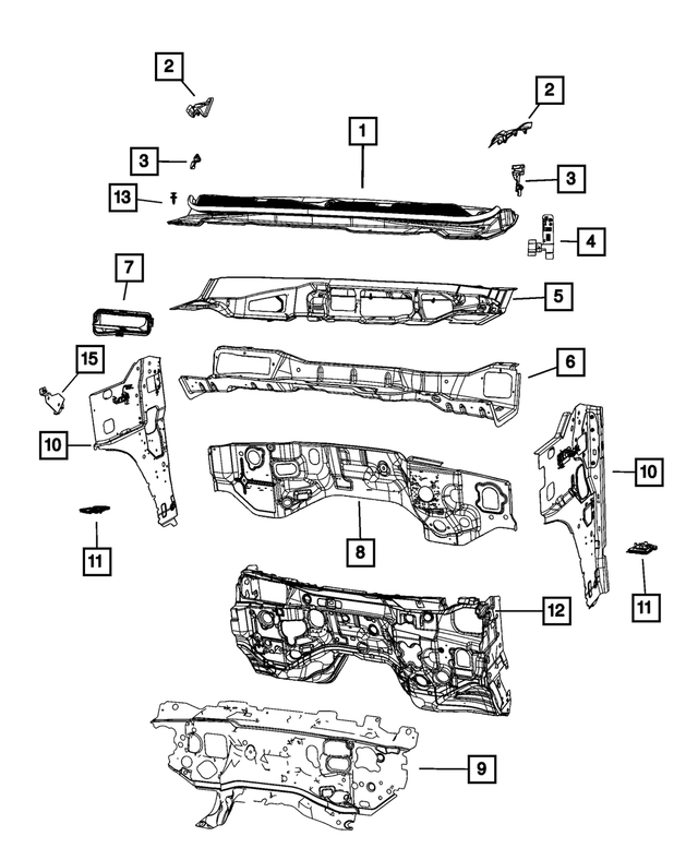 68276722AF - Body Sheet Metal Except Doors: Dash Panel for Jeep: Grand Wagoneer, Wagoneer | Ram: 1500 Image