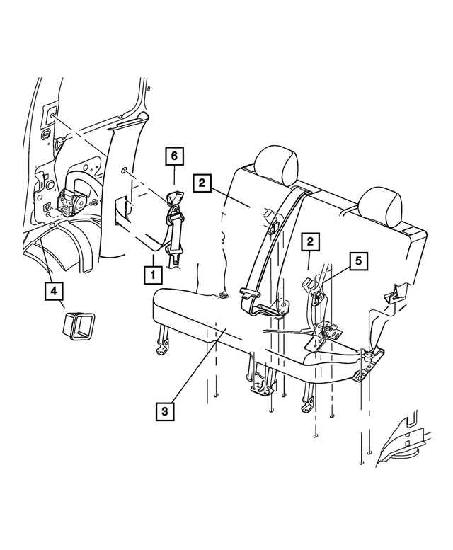 5KJ71DK7AH - Restraints: Rear Outer Seat Belt, Left for Mopar Image