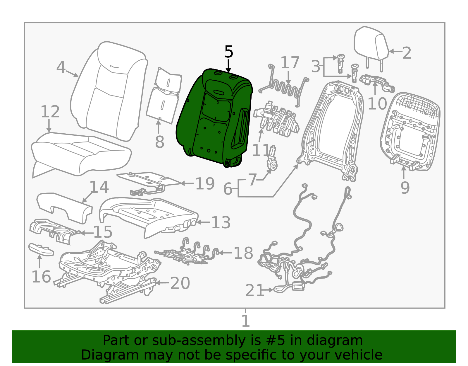 2017-2019 Cadillac XT5 Driver Seat Back Pad 84085983 | OEM Parts Online