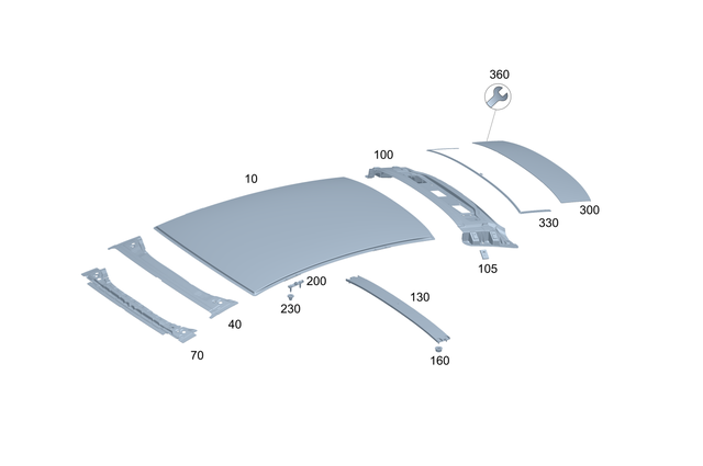 2976501100 - Roof: Paneling, Roof for Mercedes-Benz: EQS 450, EQS 450+, EQS 580, EQS AMG Image image