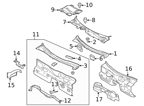 Cowl for 2017 Ford Mustang #0
