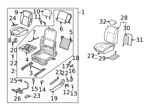 Front Seat Components for 2008 Saab 9-3 #1