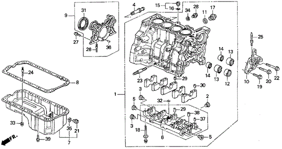 Cylinder Block - Oil Pan (2.2L) for 1997 Honda Odyssey #0