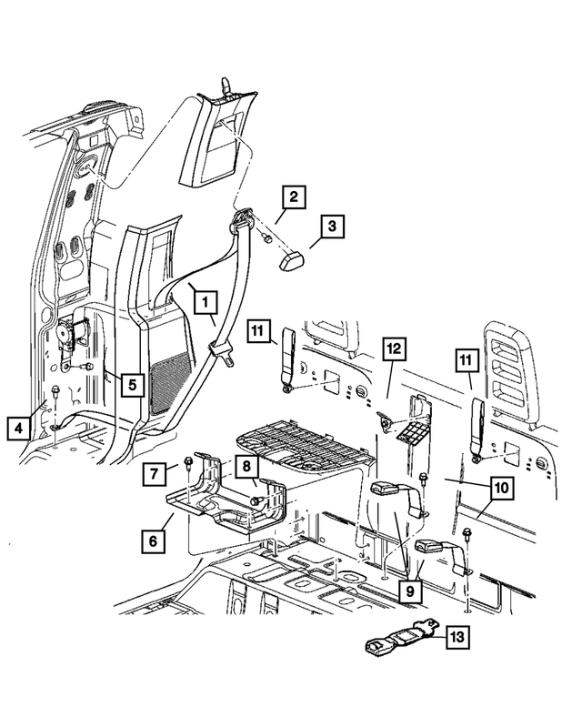 5JU421J8AA - Restraints: Rear Outer Seat Belt, Right Or Left for Mopar Image