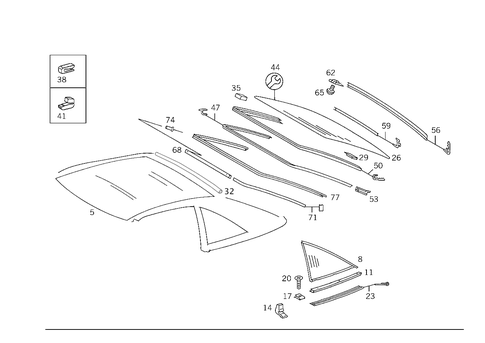 Side Windows, Rear Window Pane for 1991 Mercedes-Benz 500SL #0