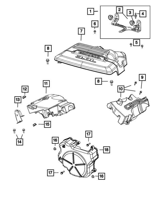 68490216AA - Engine: Engine Cover Bracket for Mopar Image image