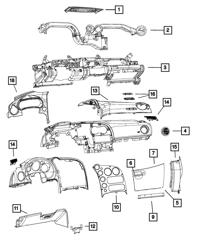 5NK50LK5AA - Interior Trim: Air Conditioning &amp; Heater Outlet for Mopar Image