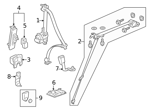 Second Row Seat Belts for 2017 Honda Odyssey #0