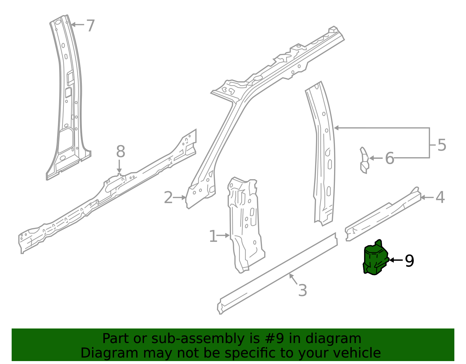 SL1Z-7824344-A - Body B-Pillar Insulator - 2025 Ford Expedition