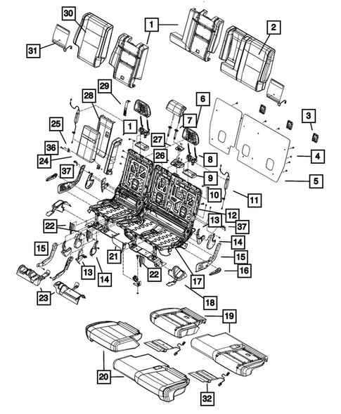 Rear Seats - Second Row for 2016 Jeep Grand Cherokee #2