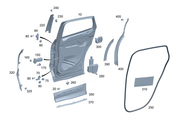 9829720 - Rear Door: Cover Cap for Mercedes-Benz: 180A, 180b, 220a, 300C, 300CD, 350SD, A220, A35 AMG, C300, C43 AMG, C63 AMG S E Performance, CLA250, CLA35 AMG, CLA45 AMG, CLA45 AMG S, CLE300, CLE450, CLE53 AMG, E350, EQB 250+, EQB 300, EQB 350, EQE 350, EQE 350 SUV, EQE 350+, EQE 350+ SUV, EQE 500, EQE 500 SUV, EQE AMG, EQE AMG SUV, EQS 450, EQS 450 SUV, EQS 450+, EQS 450+ SUV, EQS 580, EQS 580 SUV, EQS AMG, GLA250, GLA35 AMG, GLA45 AMG, GLB250, GLB35 AMG, GLC300, GLC350e, GLC43 AMG, GLC63 AMG S E Performance, Maybach EQS 680 SUV, Maybach S580, Maybach S680, S500, S580, S580e, S63 AMG E Performance Image image