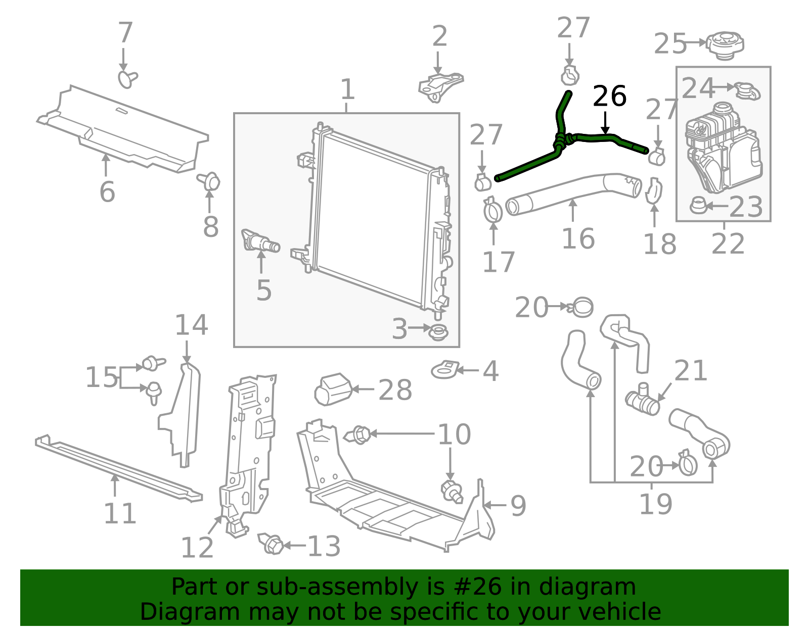 2016-2019 Cadillac ATS Radiator Surge Tank Inlet Hose 84184771 GM ...