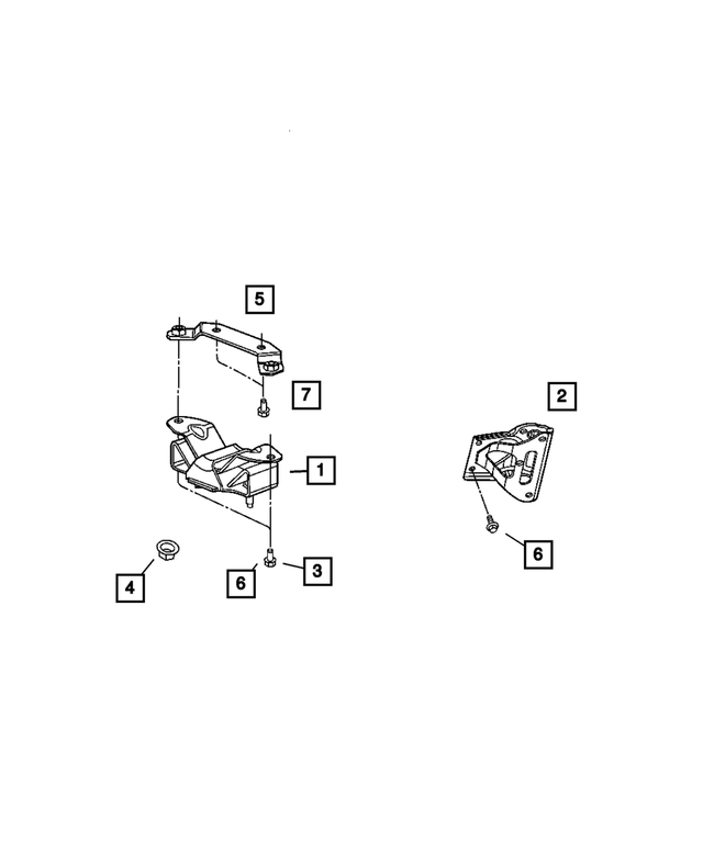 52021470AD - Engine and Transmission Mounting: Transmission Support Bracket And Insulator for Mopar Image image