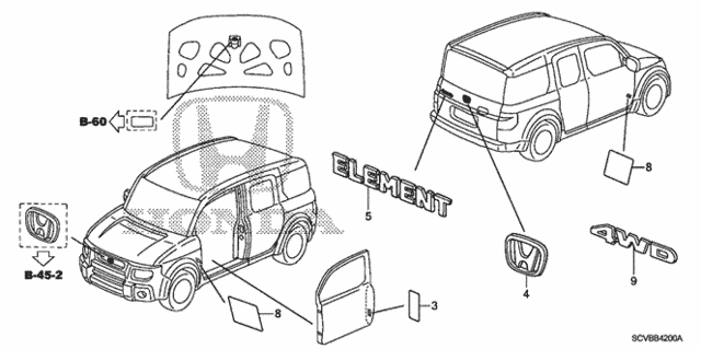 Emblems - Caution Labels for 2011 Honda Element #0